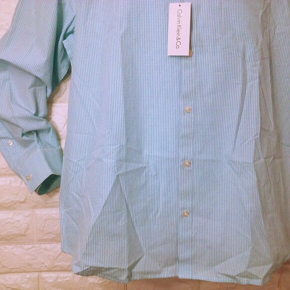 New NWT 90s-Y2K Calvin Klein+Co 426 Gulfstream Oxford Shirt Men-L Gingham Blue - Picture 3 of 8